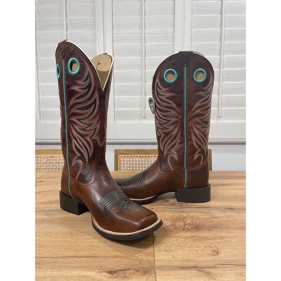 Ariat Womens Round Up Ryder Western Boot Sassy Brown Leather Size 9.5 NIB Cowboy - Picture 10 of 15